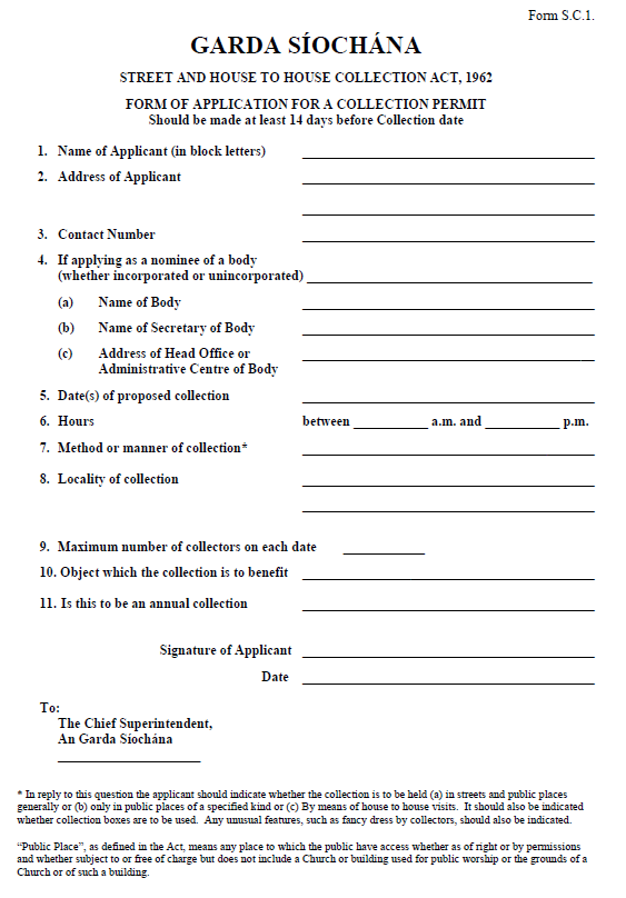 Garda Collection Permit Application