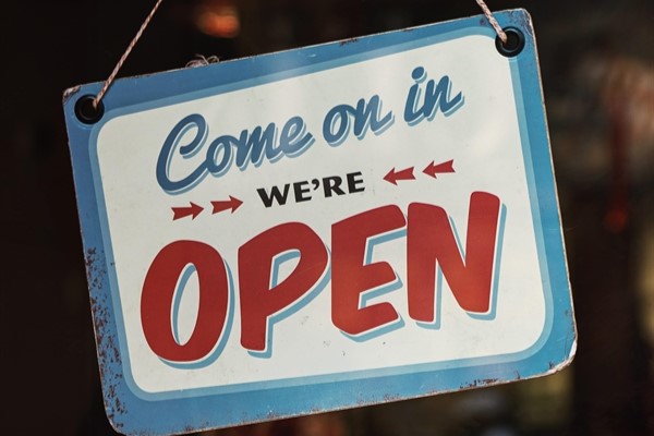 Shop window open sign