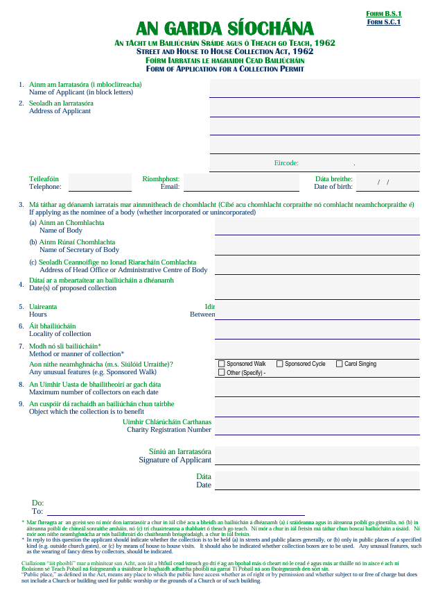 Garda Collection Permit Application